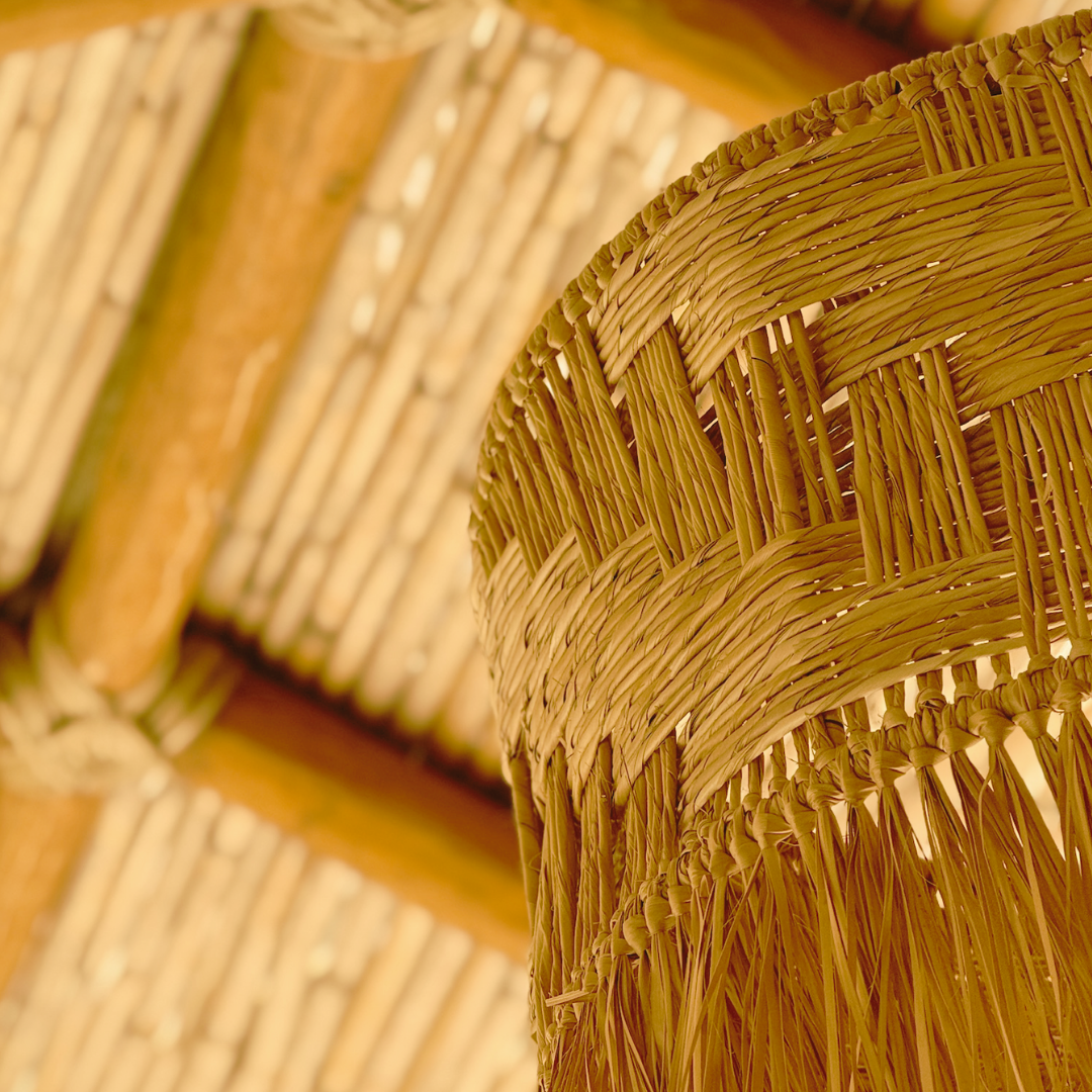 Lámpara de palma natural de 2 aros