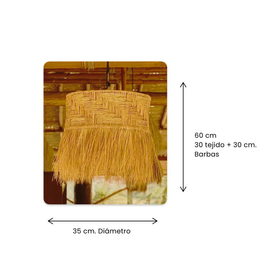 Lámpara de palma natural de 2 aros