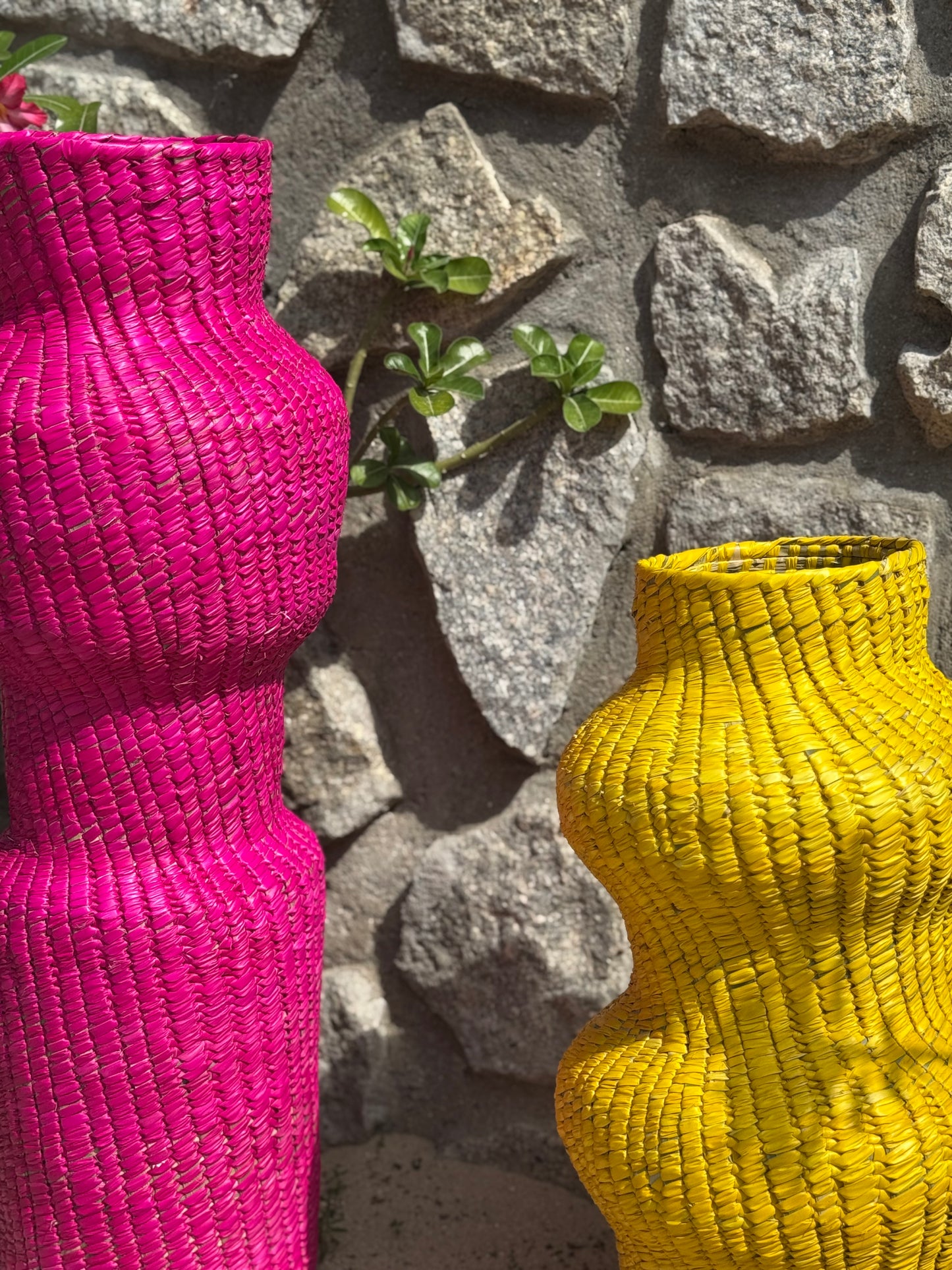 Jarrones Tejidos de Palma – Color y Artesanía para Tu Espacio - Palo Rosa Arte y Diseño