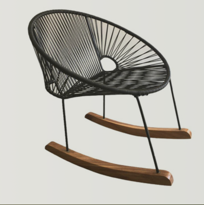 Mecedora de PVC con Patas de Parota - Diseño Moderno y Elegante - Palo Rosa Arte y Diseño