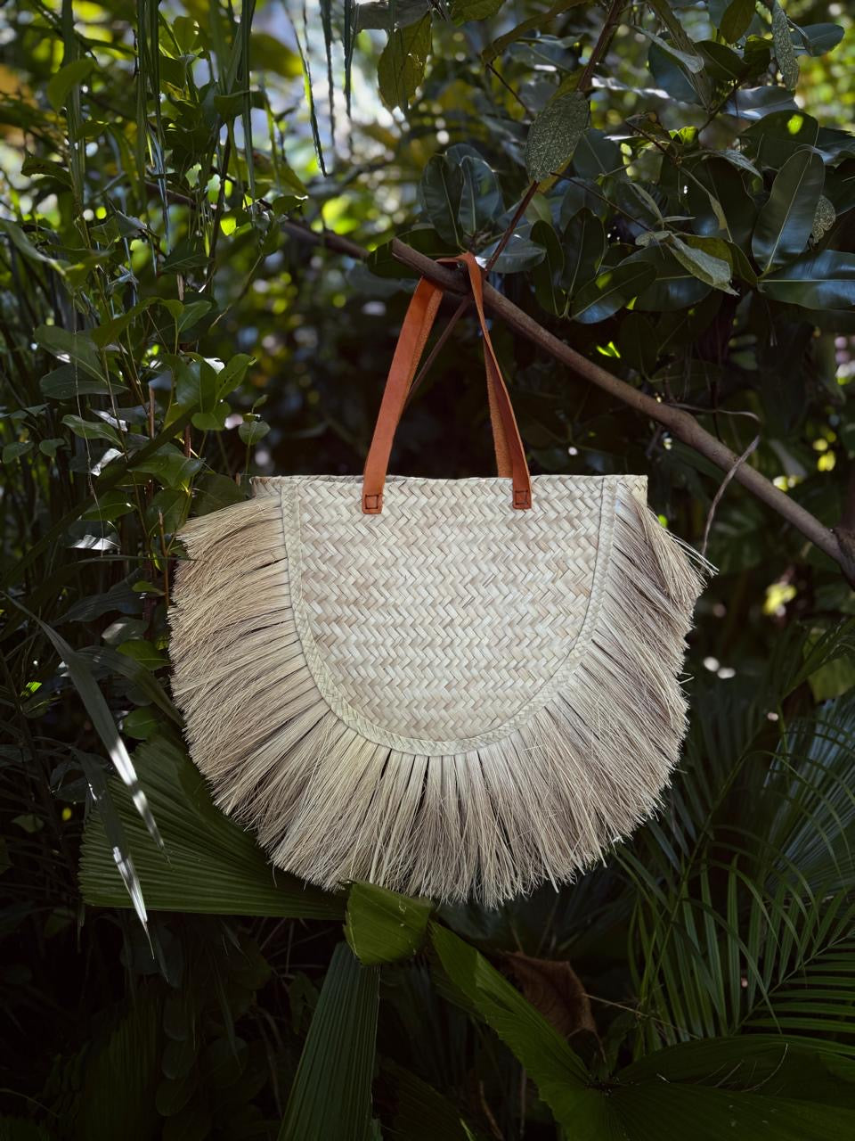 Bolsa Atardecer – Bolsa de Palma Artesanal Mexicana con Barbas