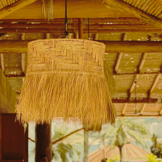 Lámpara de palma natural de 2 aros