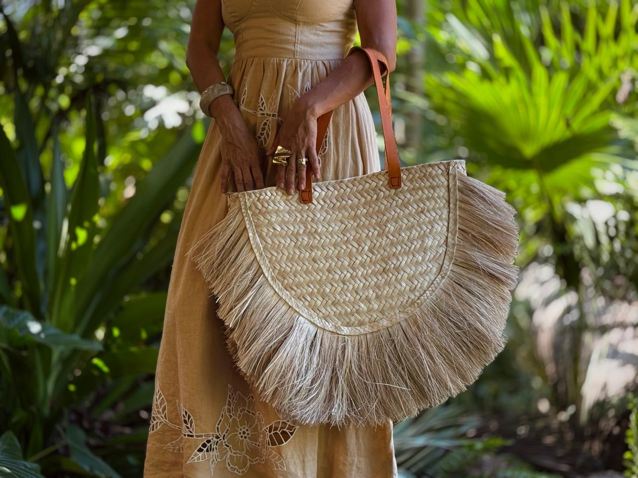 Bolsa Atardecer – Bolsa de Palma Artesanal Mexicana con Barbas