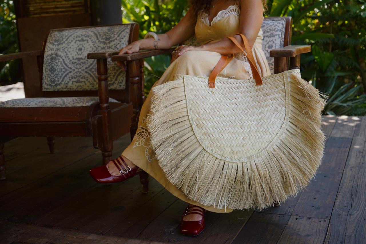 Bolsa Atardecer – Bolsa de Palma Artesanal Mexicana con Barbas